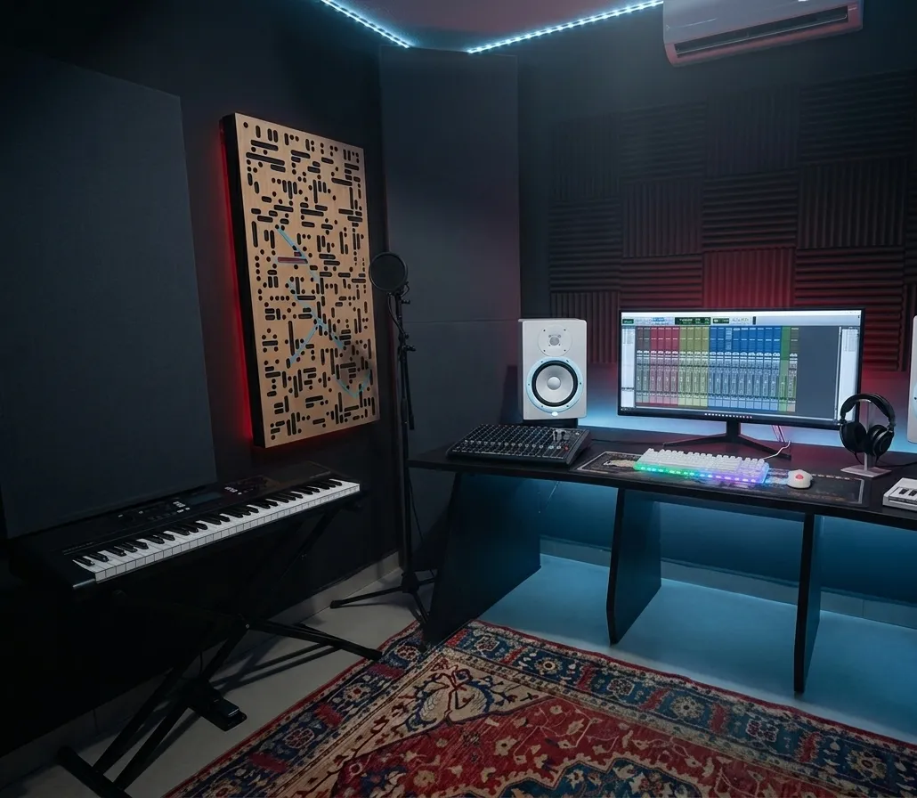 Sala de grabación y mesa de producción de Cherry BlueSky Records